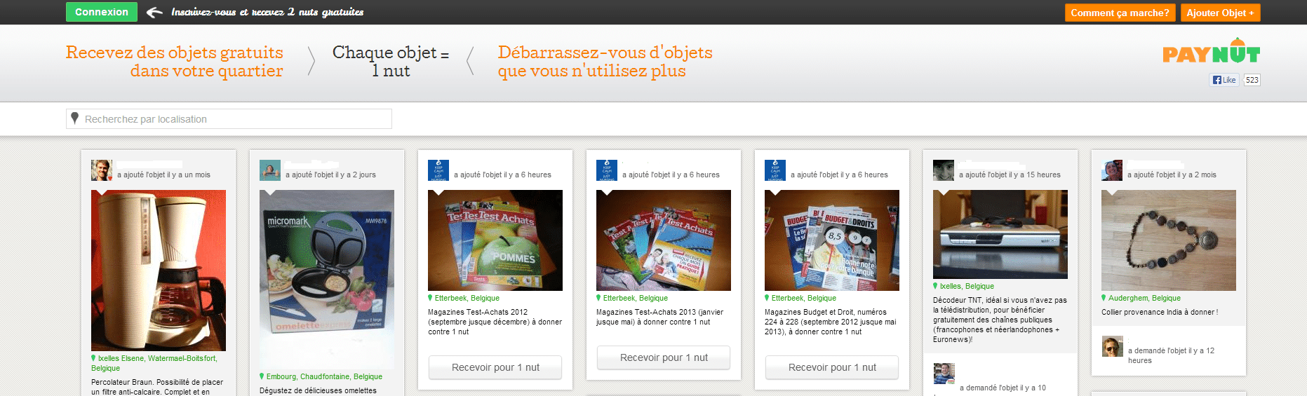 Paynut : donnez et recevez des objets gratuitement